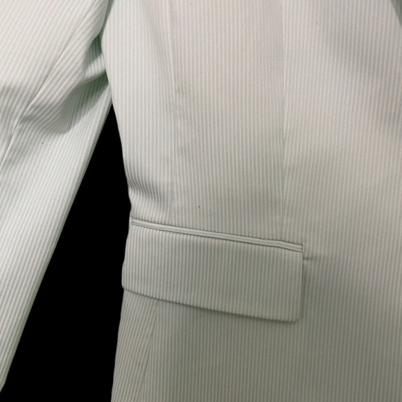 Beautiful (like new) Tahari 1 button blazer very light (mintish) green and white - Picture 4 of 12